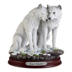 Soul Mates Hand-Painted Wolf Sculpture
