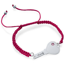 Personalized Key Bracelet on Shamballa Cord