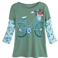 Women's Bicycle Faux-Layered Organic Cotton T-shirt