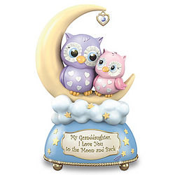 Owl Music Box for Granddaughters with Lighted Moon