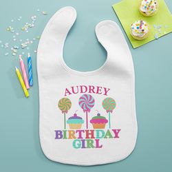 Baby Girl's Personalized Candyland Birthday Bib