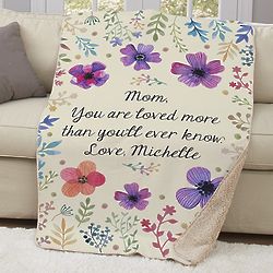 Personalized Floral Sherpa Throw