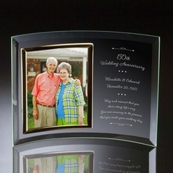 50th Wedding Anniversary Curved Glass Vertical Photo Frame