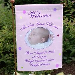 Newborn Baby Girl Announcement Garden Flag