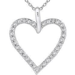 1/4 Carat Prong-Set Heart Necklace in 10K White Gold
