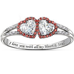Heart and Soul Topaz Ring with Red and White Diamonds