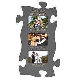 Personalized Painted Puzzle Piece 3-Photo Picture Frame