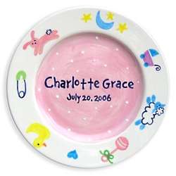 Handpainted Pink Baby Plate