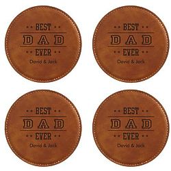 Personalized Best Ever Leatherette Coasters