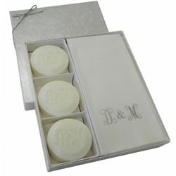 Bars Round Soap Vine Initial with Guest Towel Set