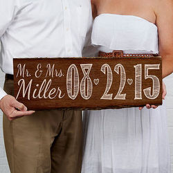 Our Wedding Date Personalized Plank Sign