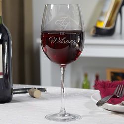 Sheridan Personalized Family Name Etched Wine Glass