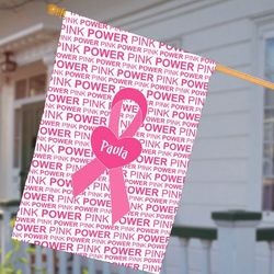 Personalized Breast Cancer Awareness House Flag