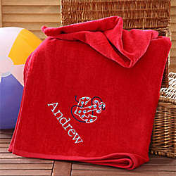 Red Personalized Beach Towel