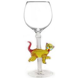 Handblown Glass Cat Wine Glass