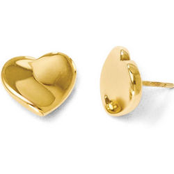 14K Yellow Gold Polished Heart Stud Earrings