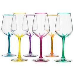 6 Flower Stemmed Wine Glasses