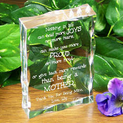Nothing in Life Engraved Mother's Day Plaque