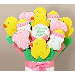 Welcome Baby Girl Cookie Bouquet