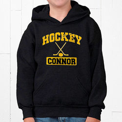 Personalized Youth Sports Hooded Black Sweatshirt
