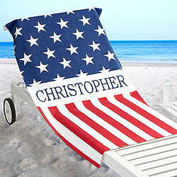 Personalized Red, White, and Blue All-American Beach Towel