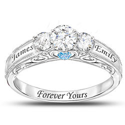 Forever Yours Personalized Topaz and Birthstone Ring