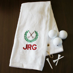 Embroidered White Golf Towel with Initials