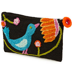 Embroidered Bird Pouch