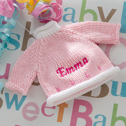 Pink Sweater Personalized Baby Christmas Ornament