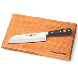7" Santoku Hollow Edge Knife with Cutting Board
