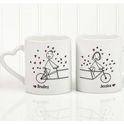 Drawn Together Personalized Stick Figure Couple's Coffee Mug Set