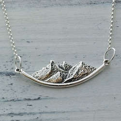 Mountain Range Bar Style Sterling Silver Necklace