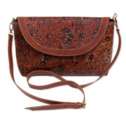Floral Allure Batik Leather Sling Bag