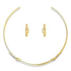 Gold-Tone Love Knot Fashion Choker Necklace and Earrings