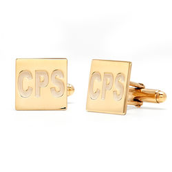 Custom Monogram Square Gold Cuff Links