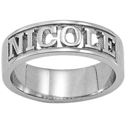 Platinum Plated Sterling Sculpted Name Band