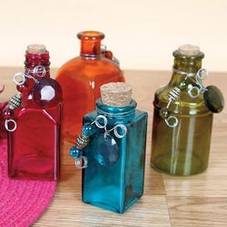 Glass Bottles with Dangling Beads