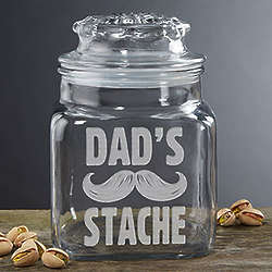 His Stache Personalized Glass Treat Jar