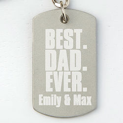 Best Dad Ever Personalized Dog Tag Key Chain