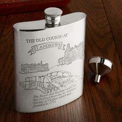 St. Andrew's Golf Course Engraved Pewter Flask