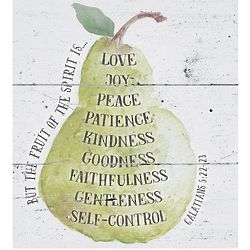 Fruits of the Spirit Pear and Bible Verse Trivet