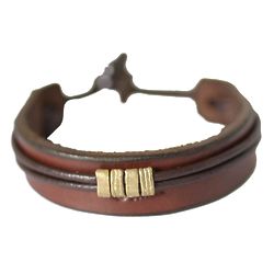 Stand Together Men's Wristband Bracelet in Brown Leather