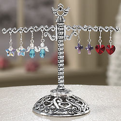 4 Pairs of Angel Earrings and Earring Stand