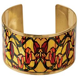 Flowers and Vines Stained Glass Cuff Bracelet