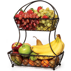 Metal Lattice 2 Tier Fruit Basket