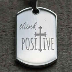 Think Positive Personalized Dog Tag with Cross