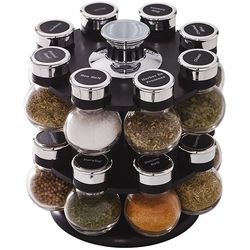 16-Jar Revolving Spice Rack with Spices