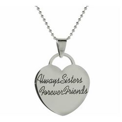 Always Sisters Forever Friends Stainless Steel Heart Pendant