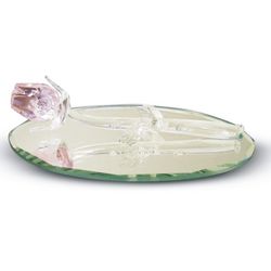 Single Crystal Pink Rose on Oval Mirror