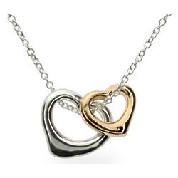 Tiffany Inspired Gold and Silver Heart Charm Necklace